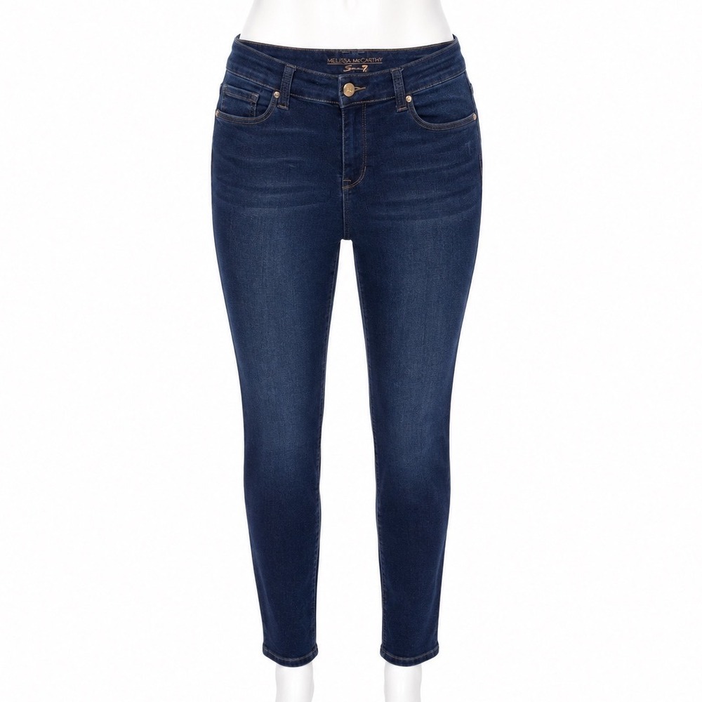 Melissa McCarthy x 7Seven Jeans Womens 6 Blue Girlfriend Dark Wash Fading Casual